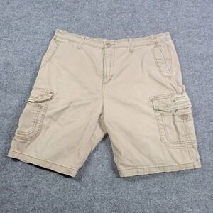 Unionbay Shorts Mens 40 Khaki Cargo Flat Front Mid Rise Pockets Casual‎ Cotton